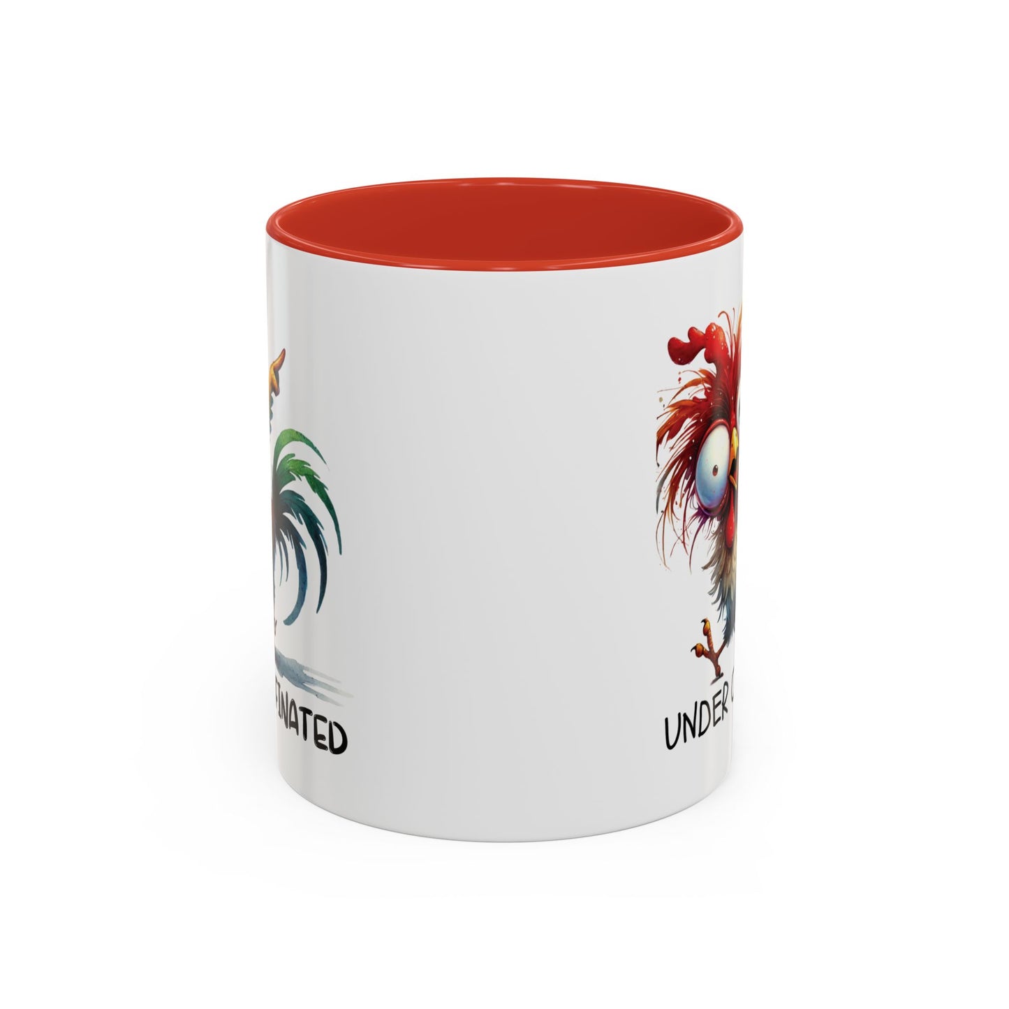 Funny Rooster Two Toned Accent Ceramic Coffee Mug (11, 15oz)
