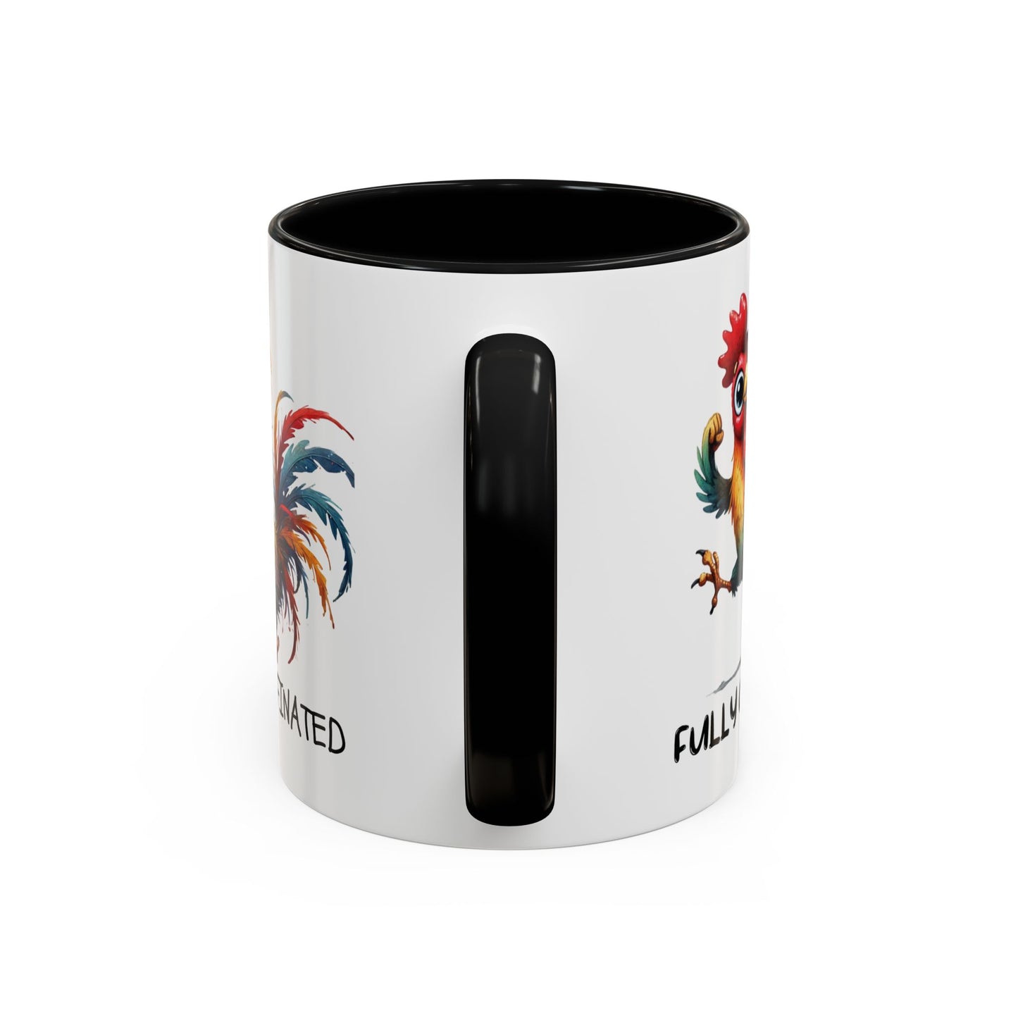 Funny Rooster Two Toned Accent Ceramic Coffee Mug (11, 15oz)