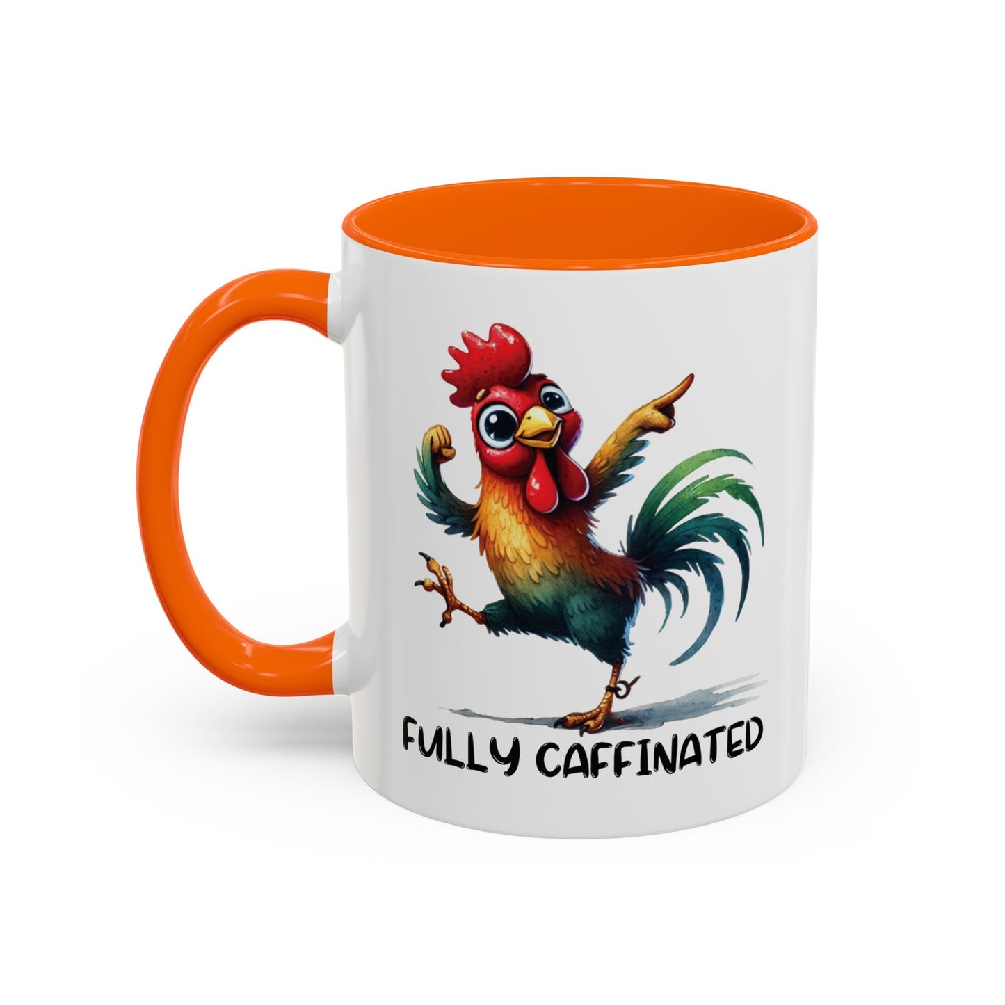 Funny Rooster Two Toned Accent Ceramic Coffee Mug (11, 15oz)