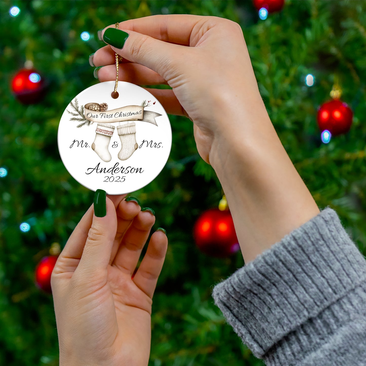 First Christmas as Mr. and Mrs. Ceramic Ornament