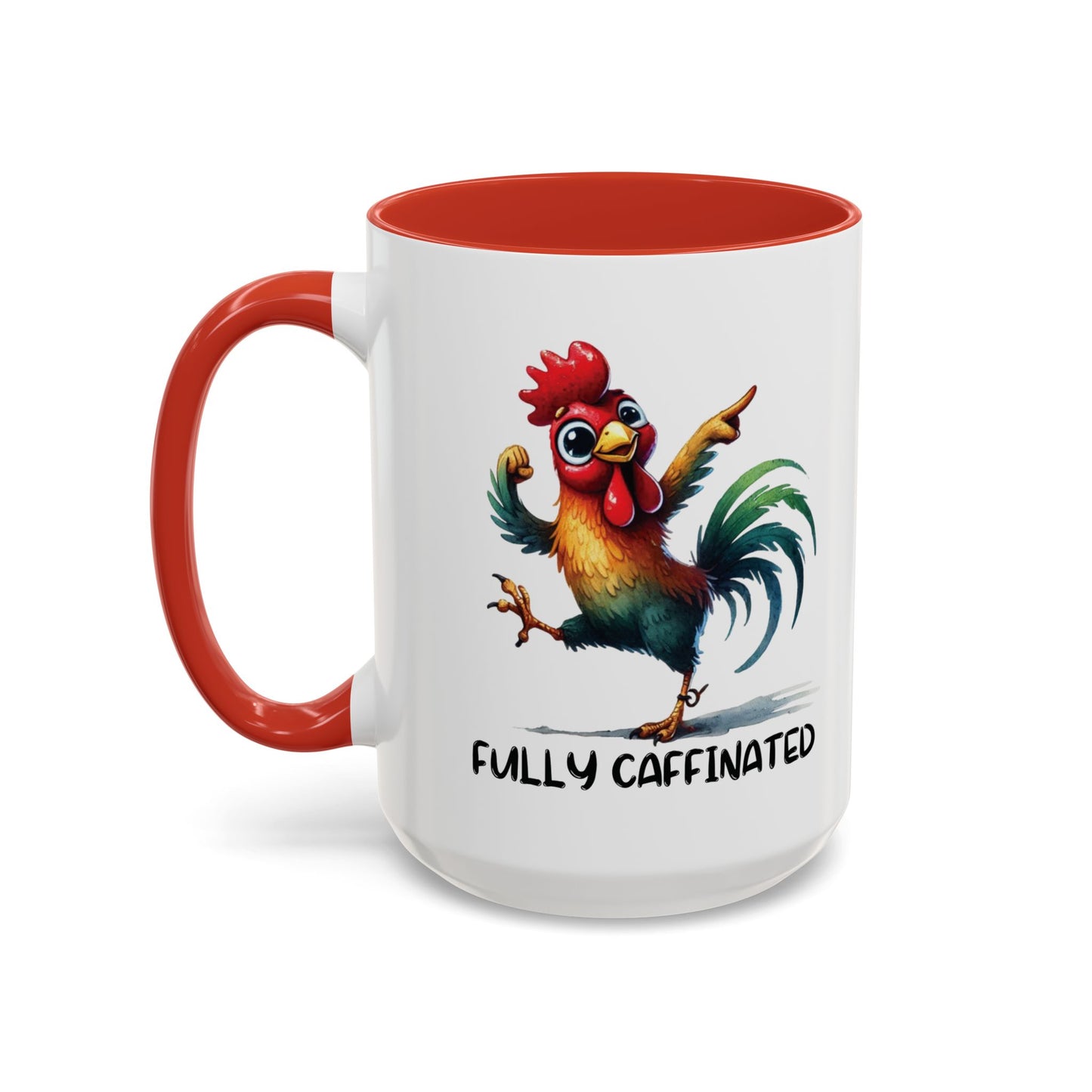 Funny Rooster Two Toned Accent Ceramic Coffee Mug (11, 15oz)