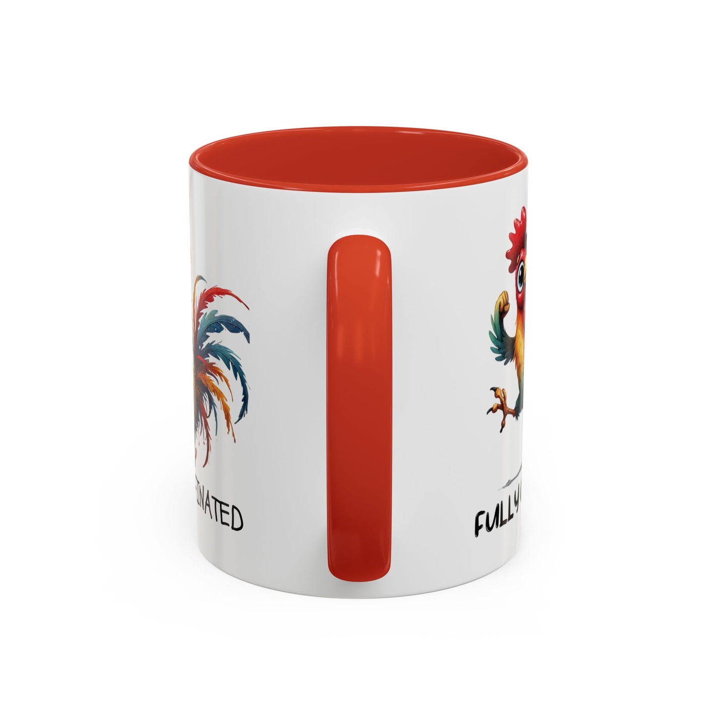 Funny Rooster Two Toned Accent Ceramic Coffee Mug (11, 15oz)