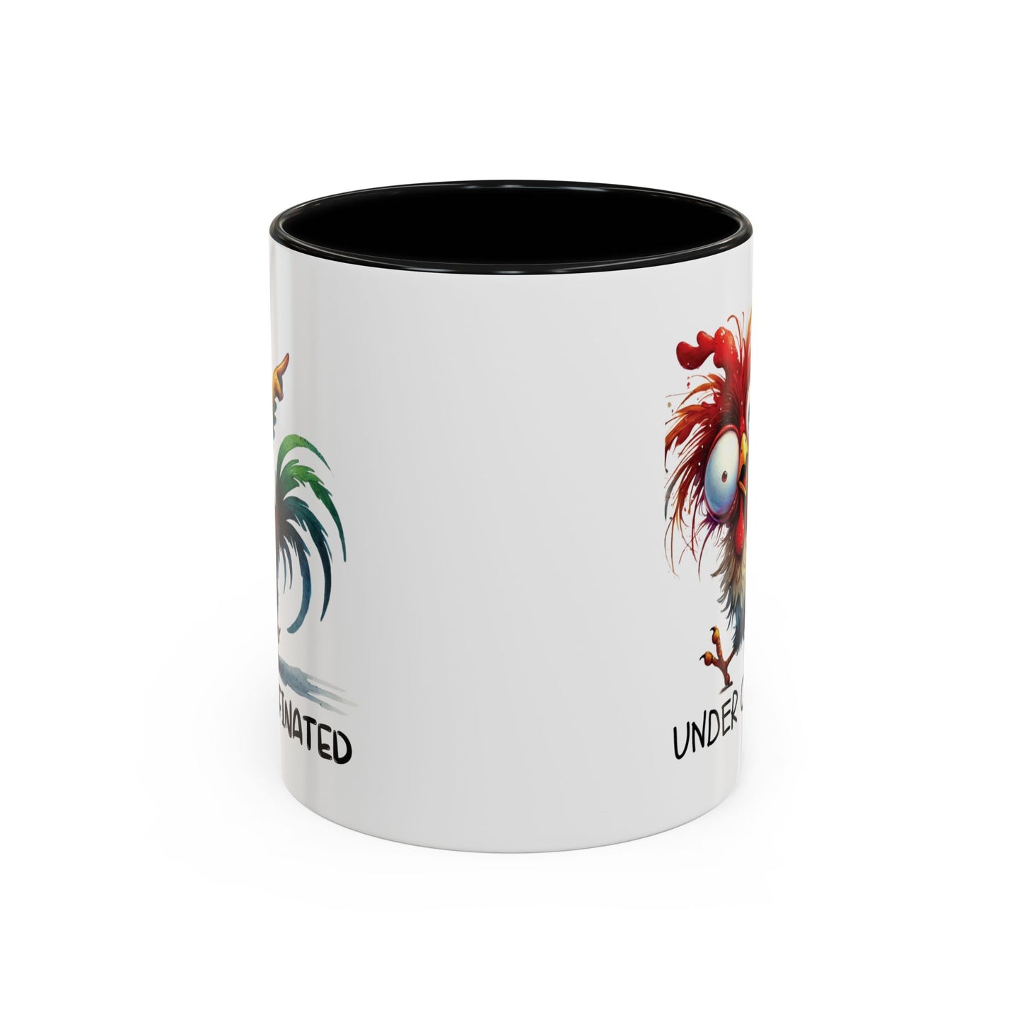 Funny Rooster Two Toned Accent Ceramic Coffee Mug (11, 15oz)