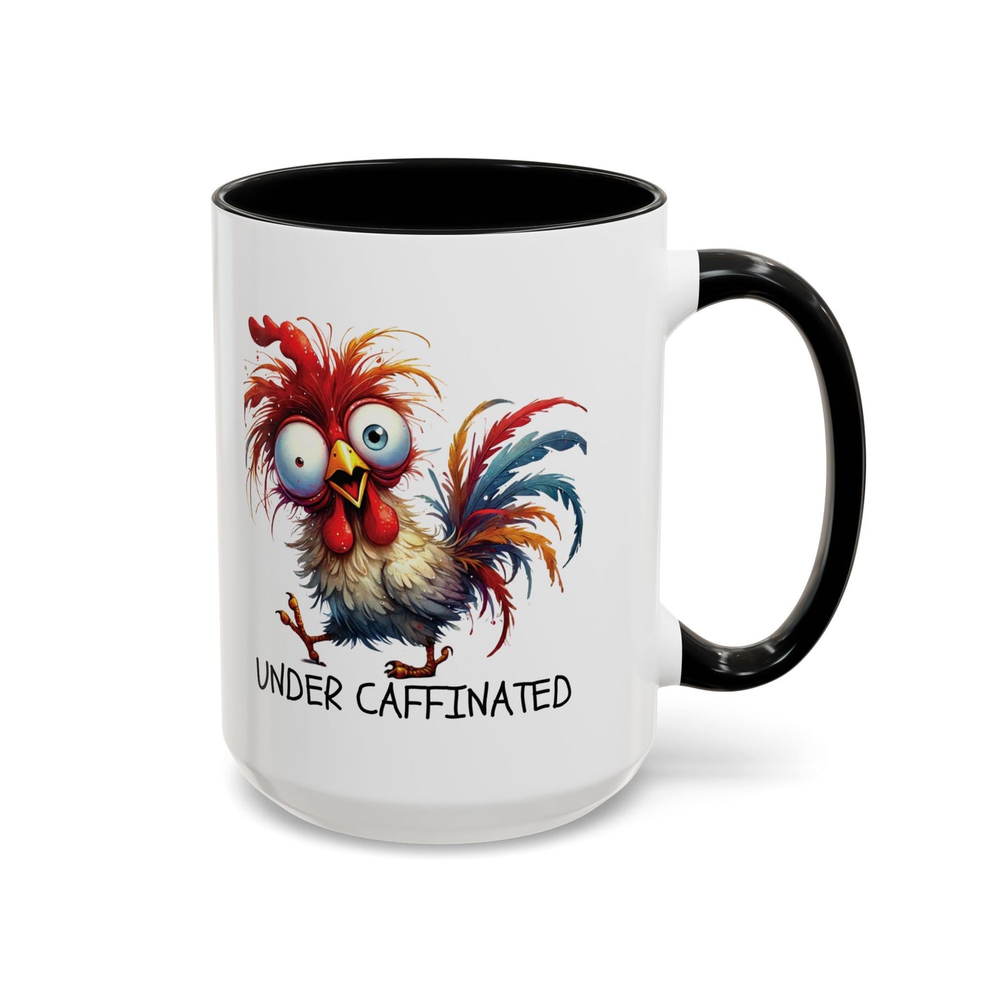 Funny Rooster Two Toned Accent Ceramic Coffee Mug (11, 15oz)