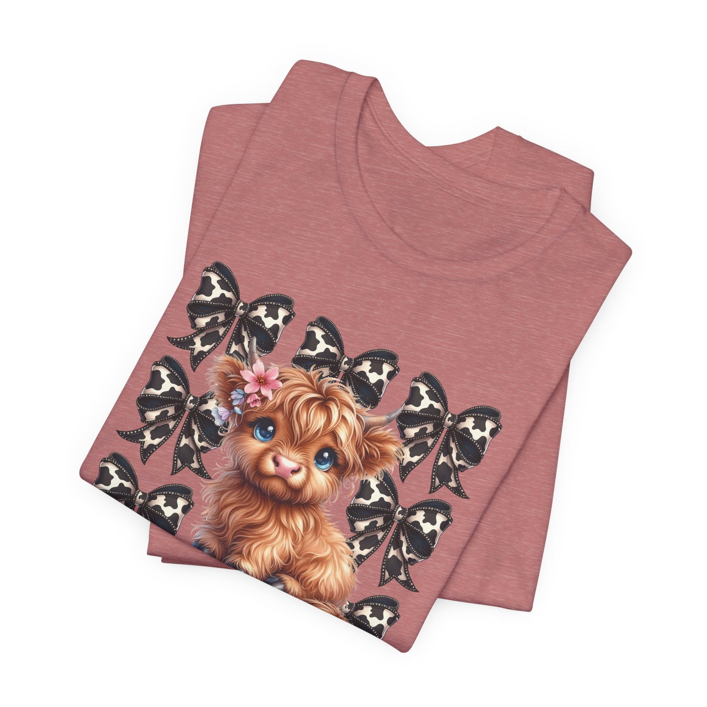 Cute Highland Cow Graphic T-Shirt - Fun & Whimsical Unisex Short Sleeve Shirt