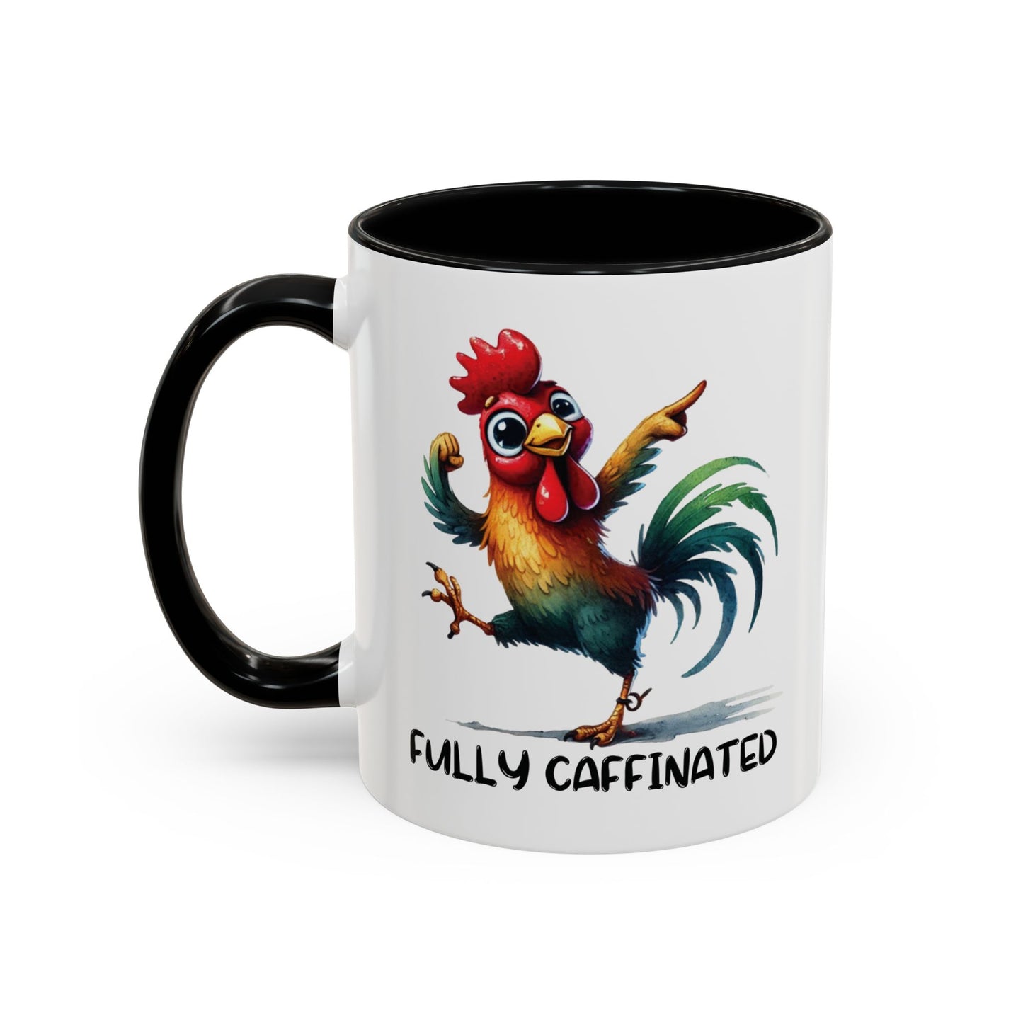 Funny Rooster Two Toned Accent Ceramic Coffee Mug (11, 15oz)