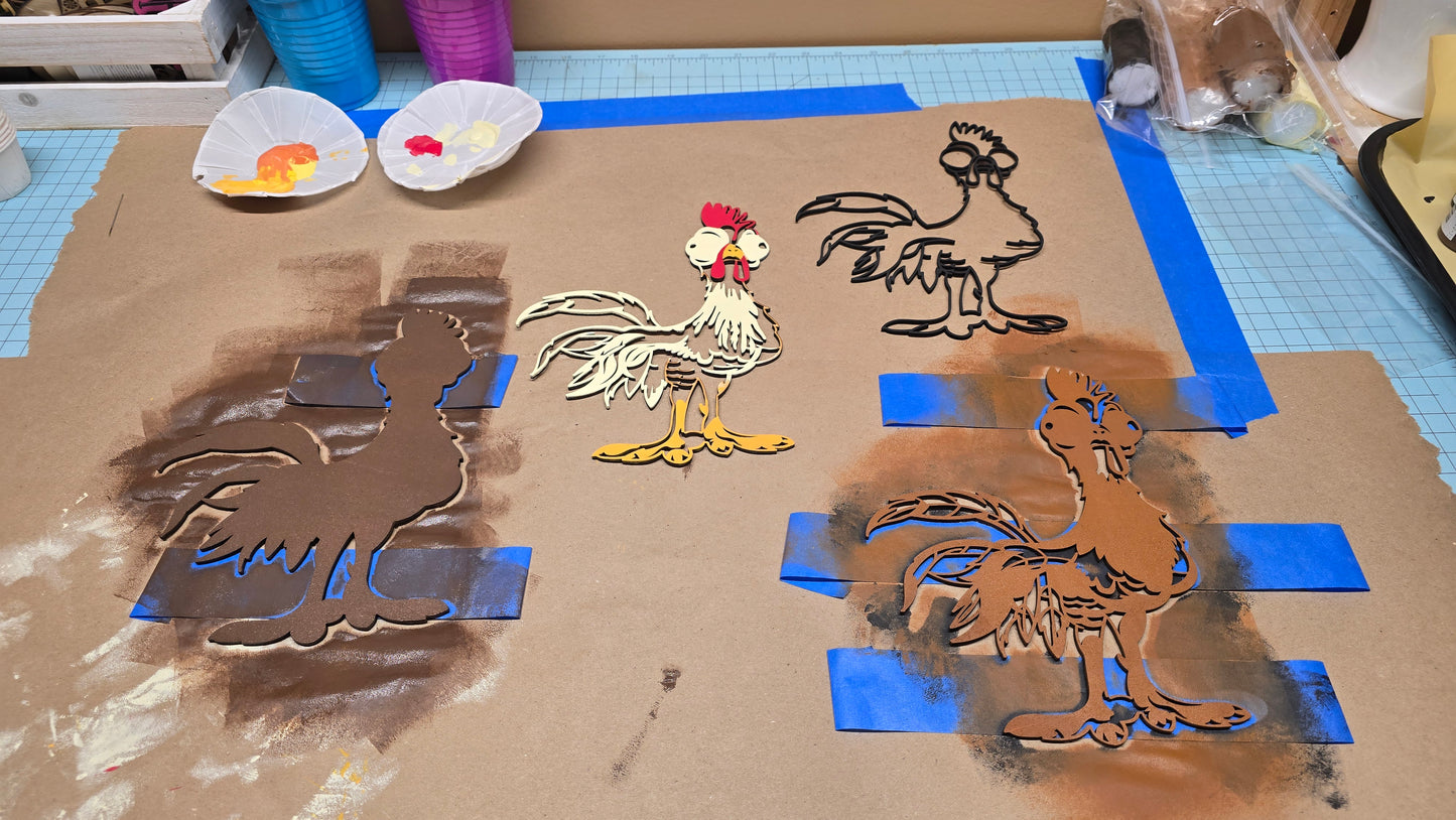 3D Funny Rooster Multilayer Wood Art-Laser Cut