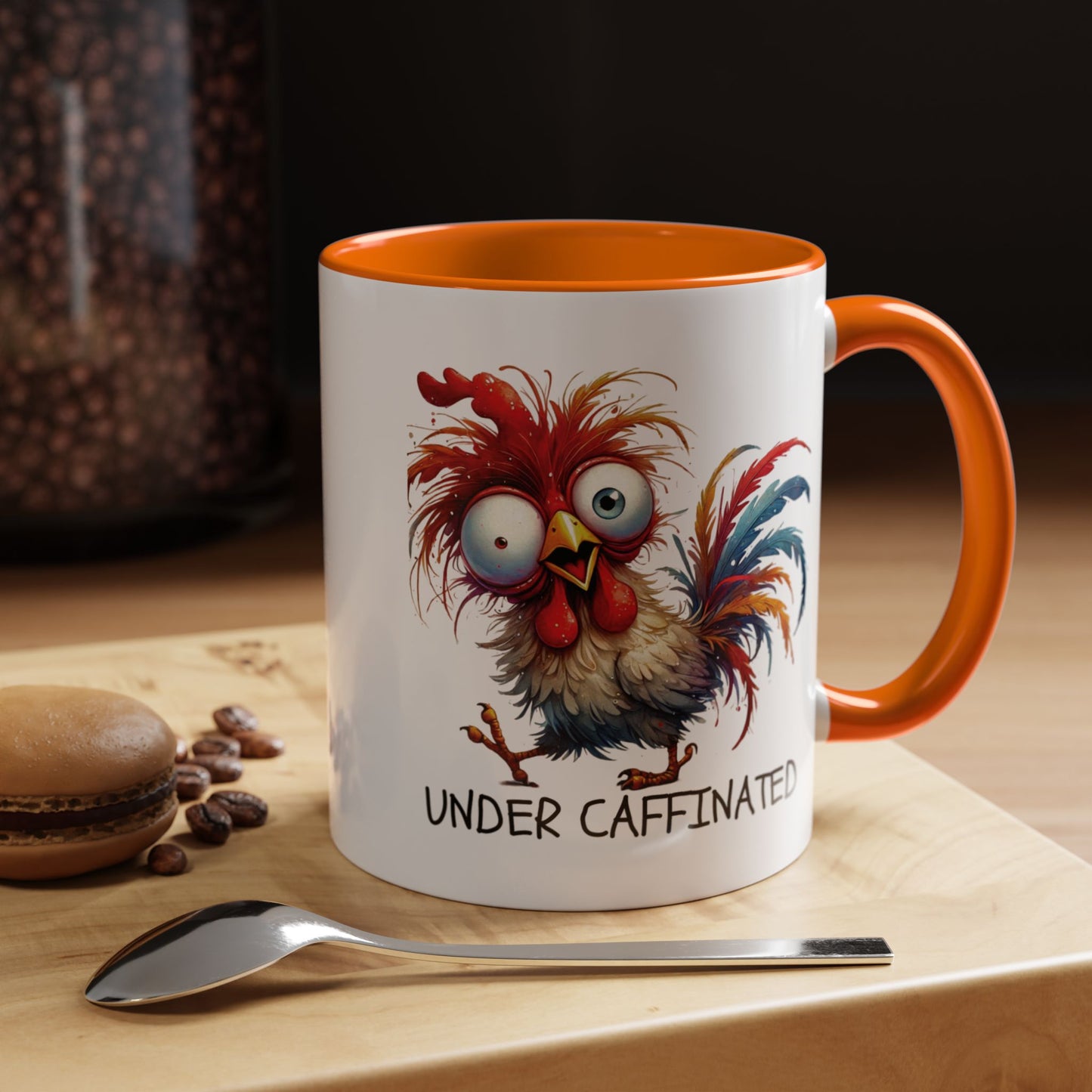 Funny Rooster Two Toned Accent Ceramic Coffee Mug (11, 15oz)