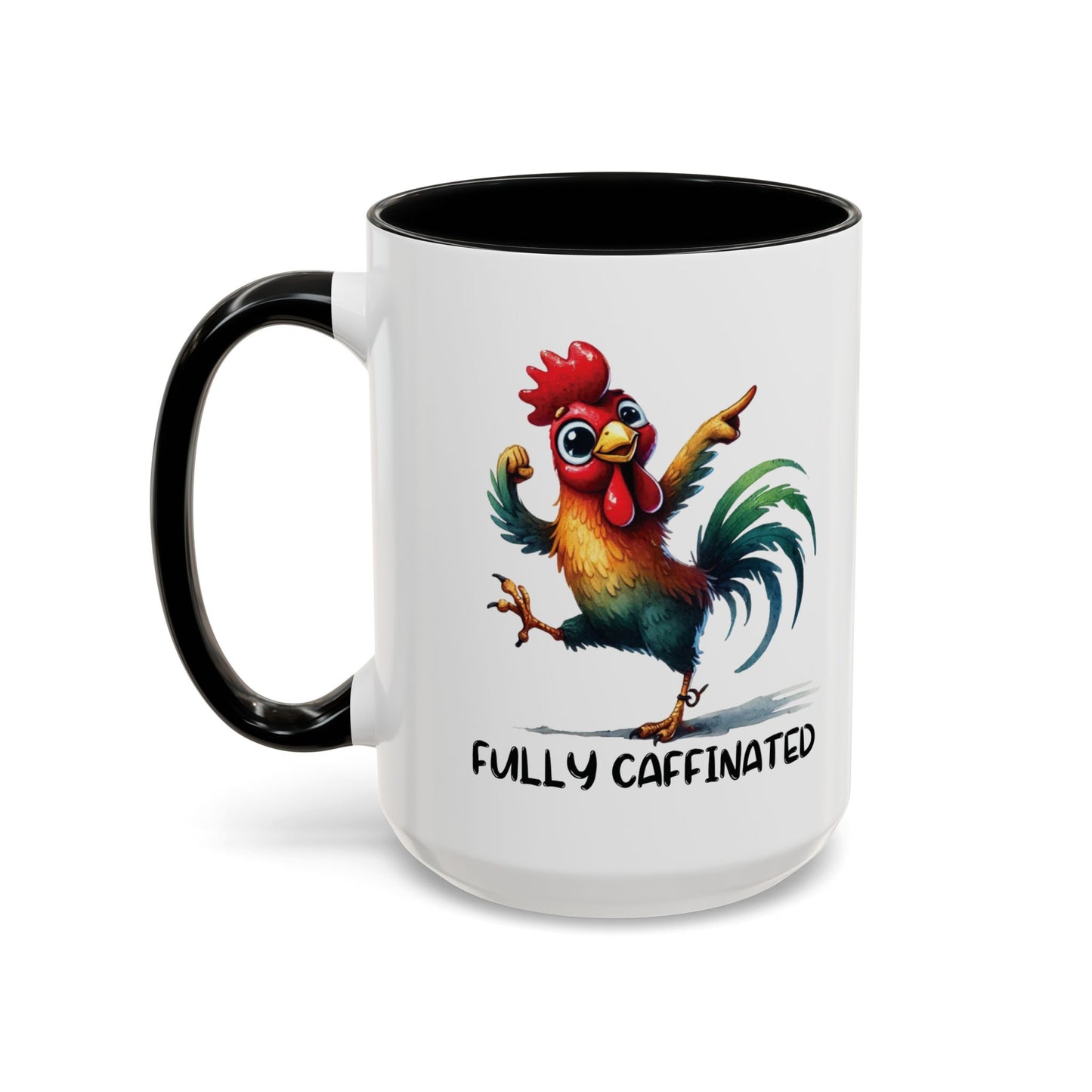 Funny Rooster Two Toned Accent Ceramic Coffee Mug (11, 15oz)