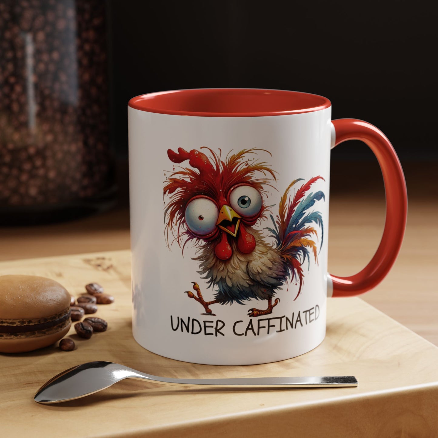 Funny Rooster Two Toned Accent Ceramic Coffee Mug (11, 15oz)