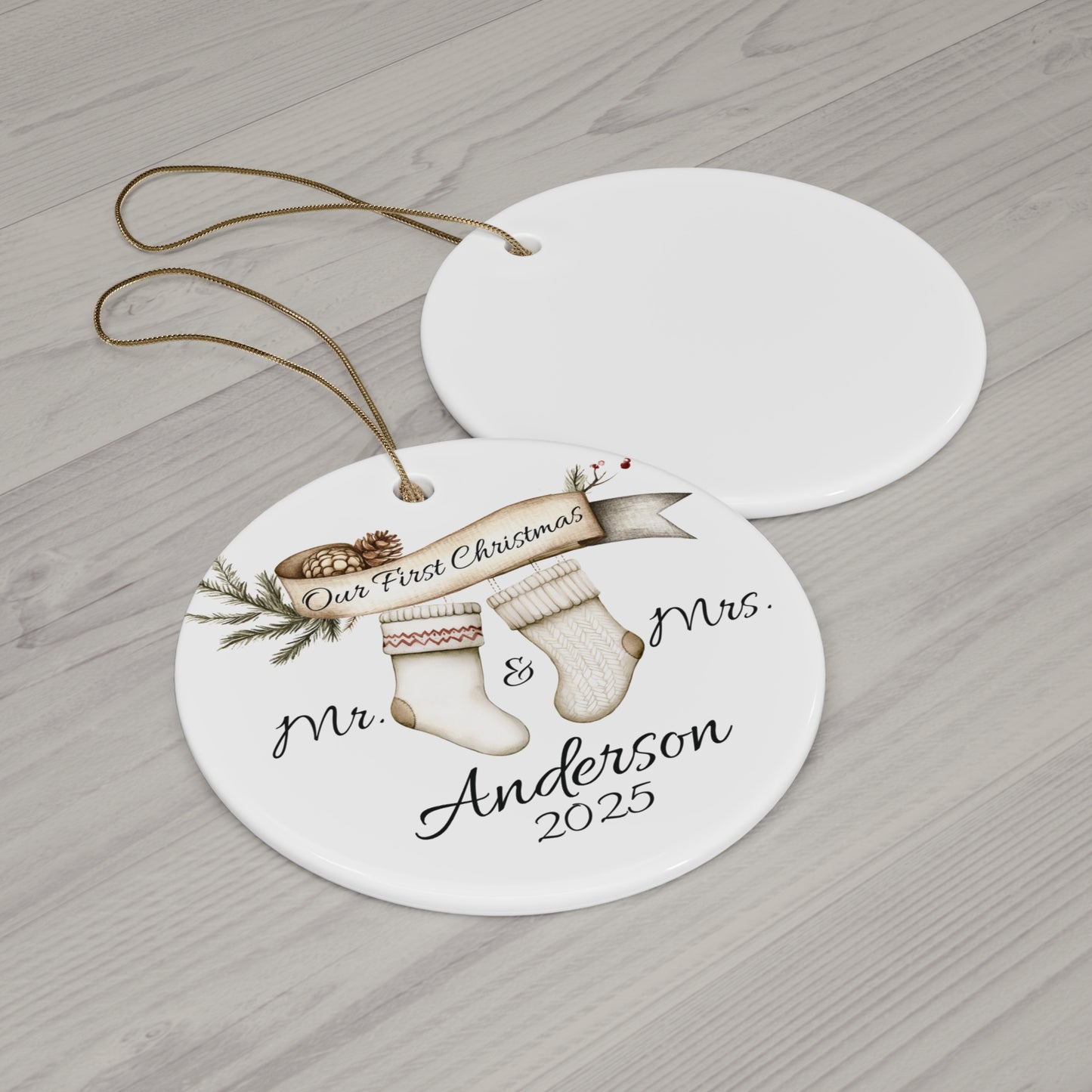 First Christmas as Mr. and Mrs. Ceramic Ornament