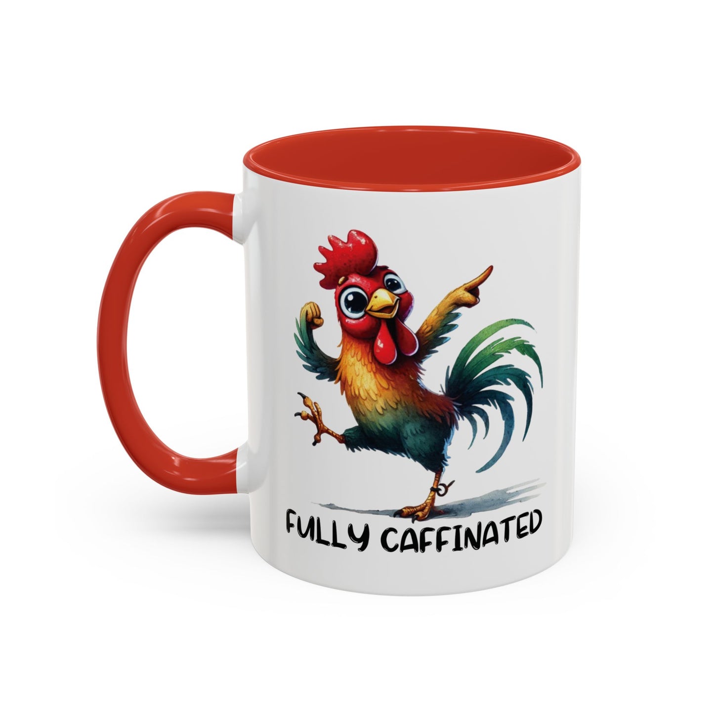Funny Rooster Two Toned Accent Ceramic Coffee Mug (11, 15oz)