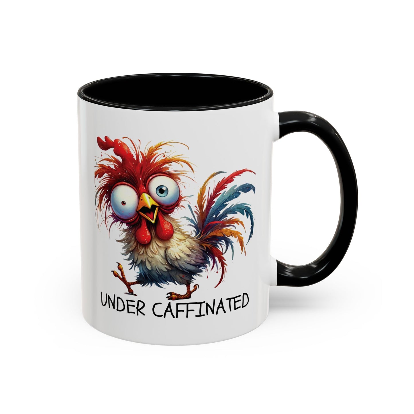 Funny Rooster Two Toned Accent Ceramic Coffee Mug (11, 15oz)