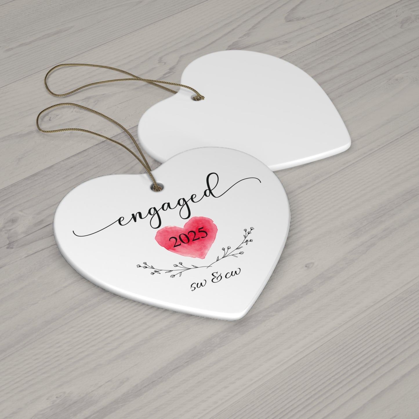 Engagement Heart Shaped Ceramic Ornament