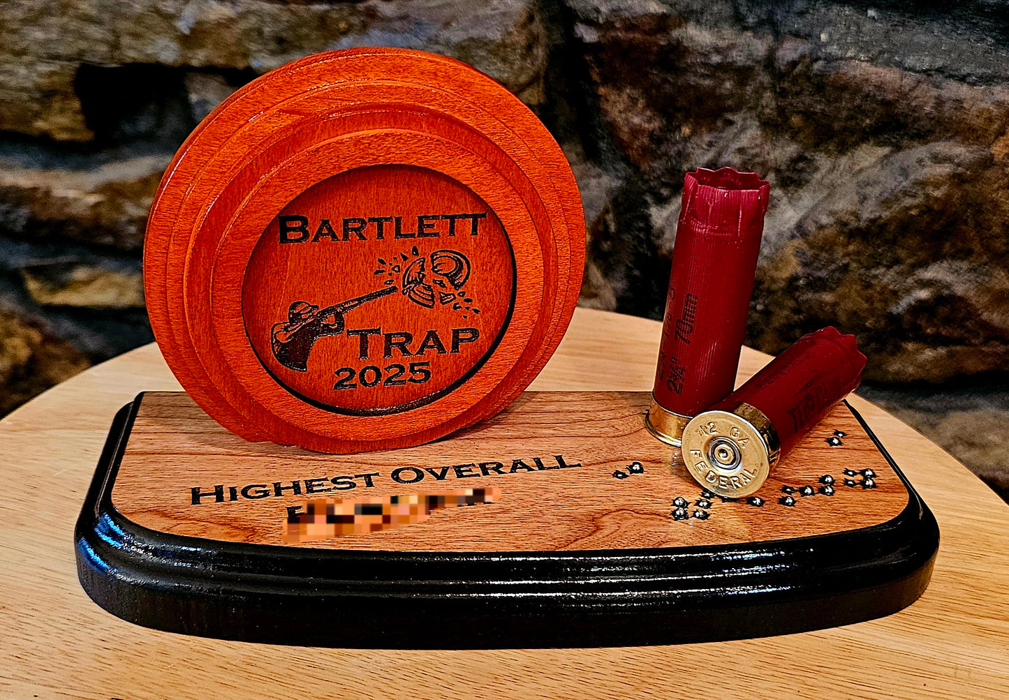 Deluxe Custom Wood Trap Shooting Trophy