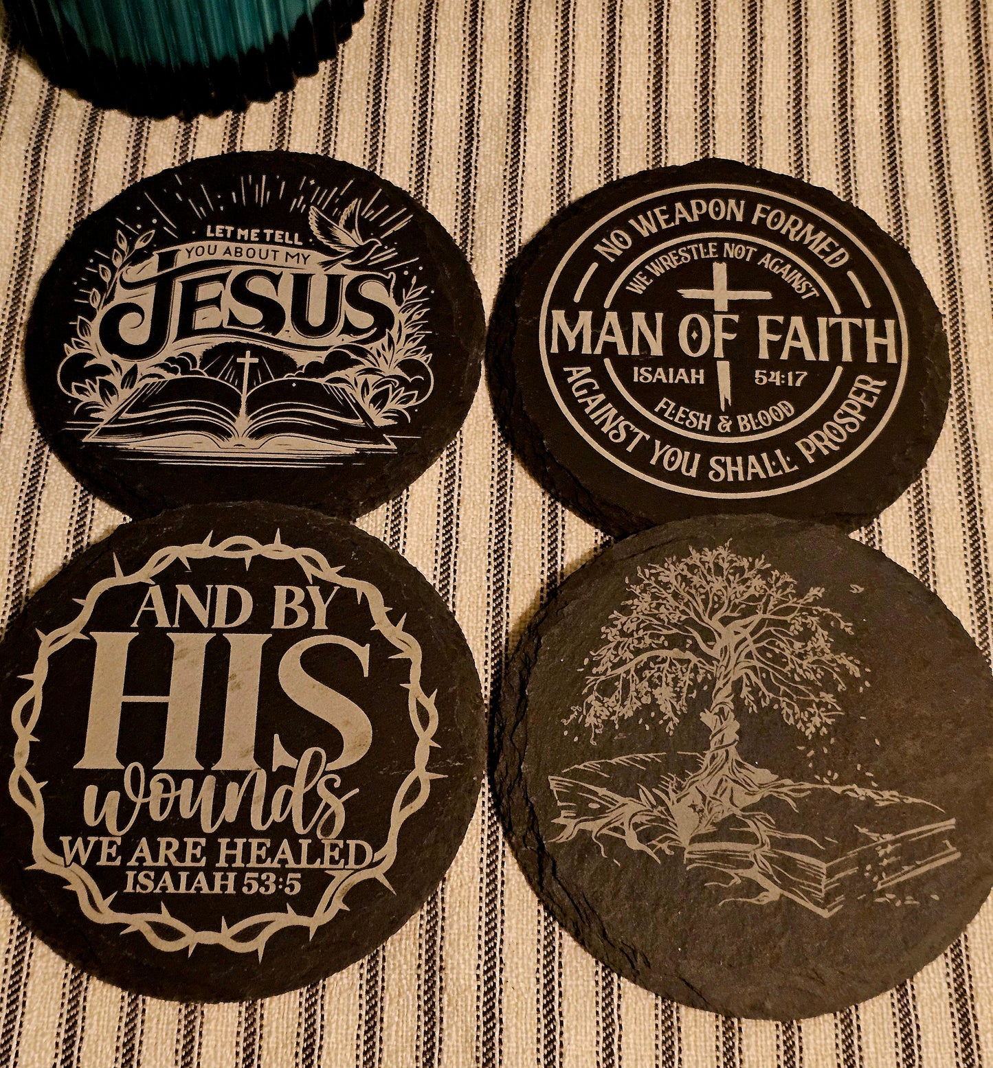 Slate Coaster Set with Laser Engraved Image