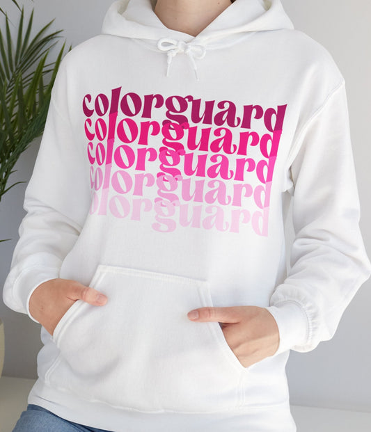 Hoodie with pink ombre colorguard text