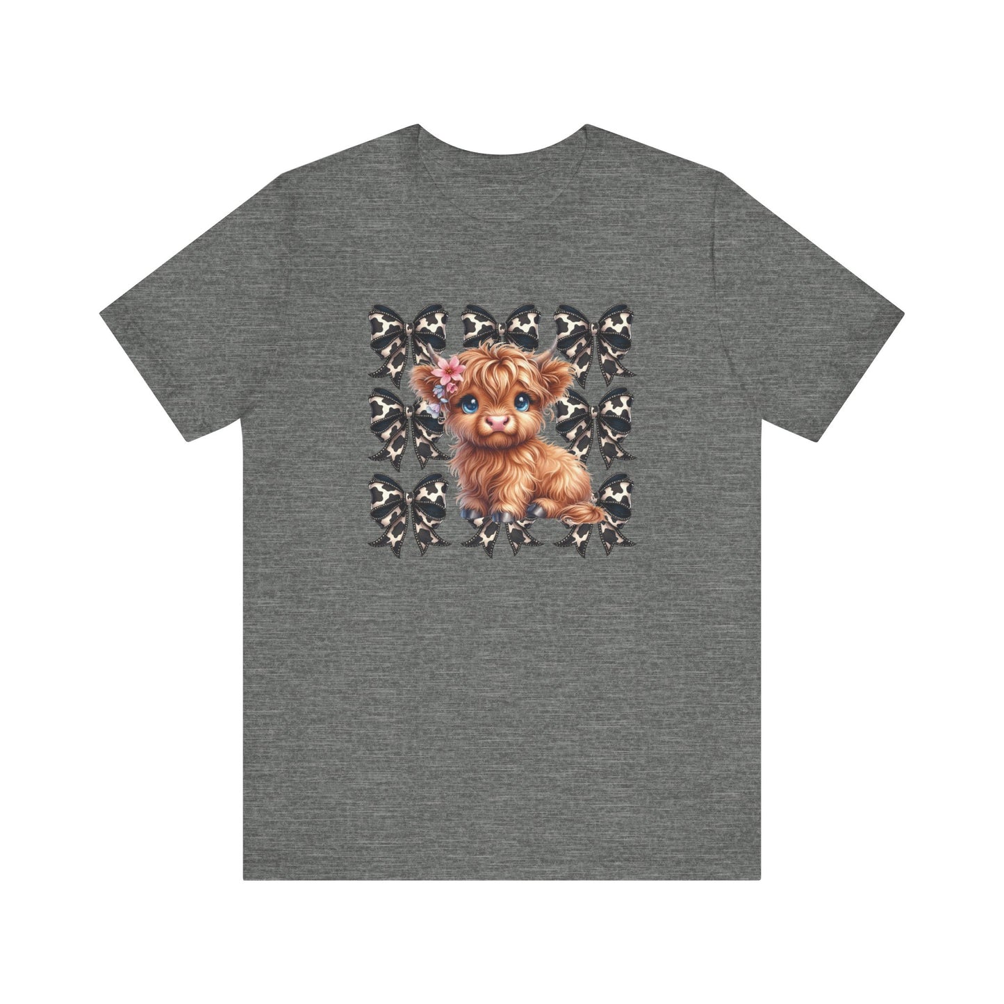 Cute Highland Cow Graphic T-Shirt - Fun & Whimsical Unisex Short Sleeve Shirt