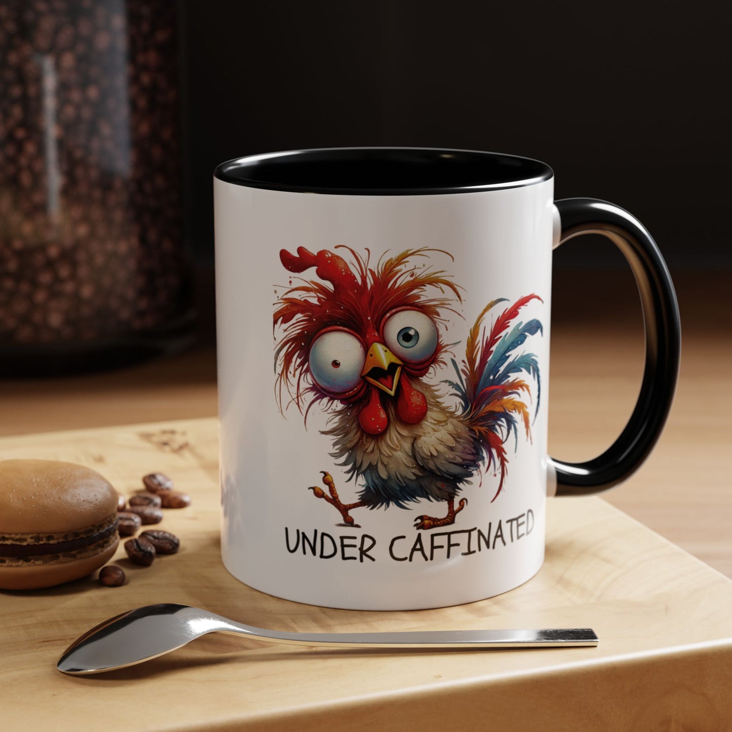 Funny Rooster Two Toned Accent Ceramic Coffee Mug (11, 15oz)