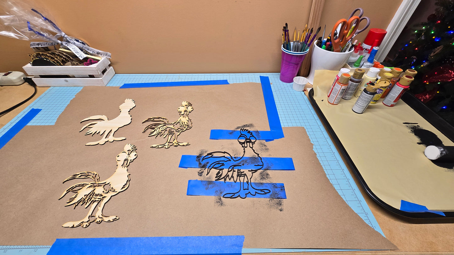 3D Funny Rooster Multilayer Wood Art-Laser Cut
