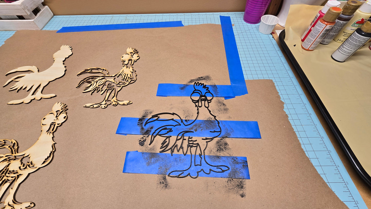 3D Funny Rooster Multilayer Wood Art-Laser Cut