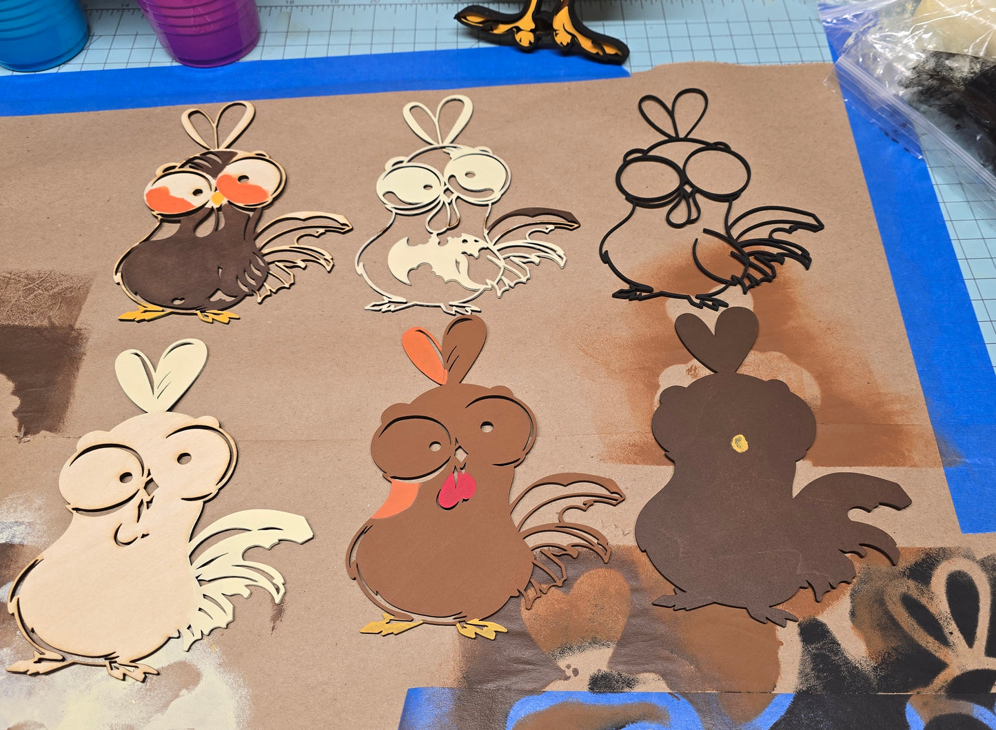 3D Funny Baby Rooster Multilayer Wood Art-Laser Cut