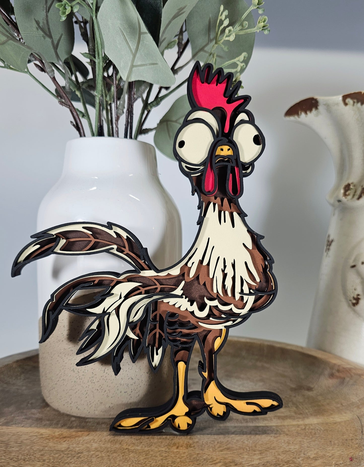 3D Funny Rooster Multilayer Wood Art-Laser Cut