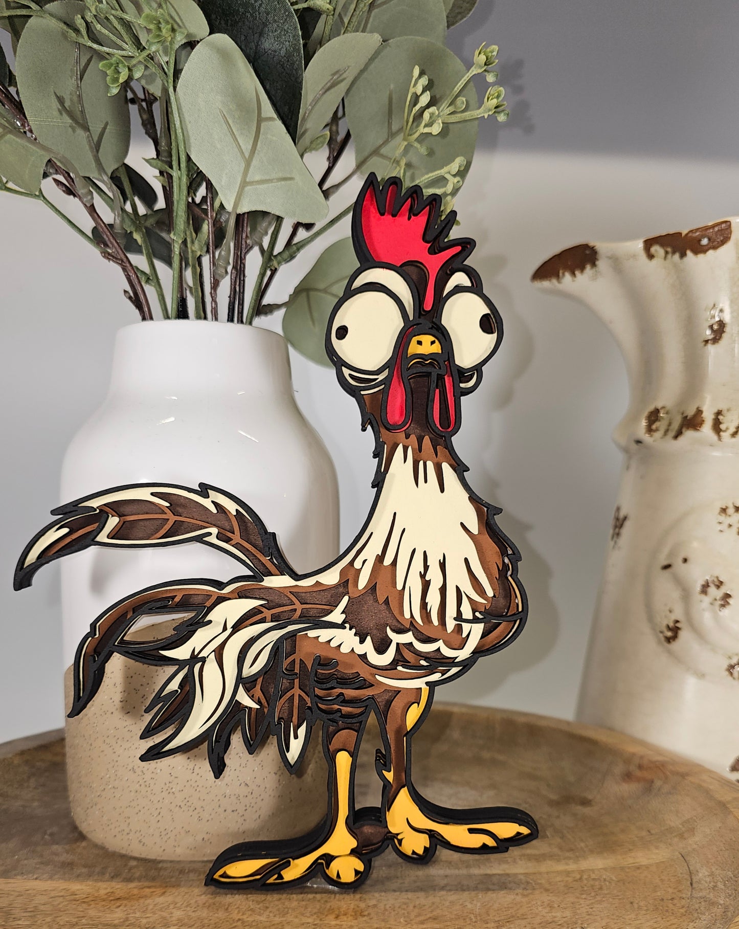 3D Funny Rooster Multilayer Wood Art-Laser Cut