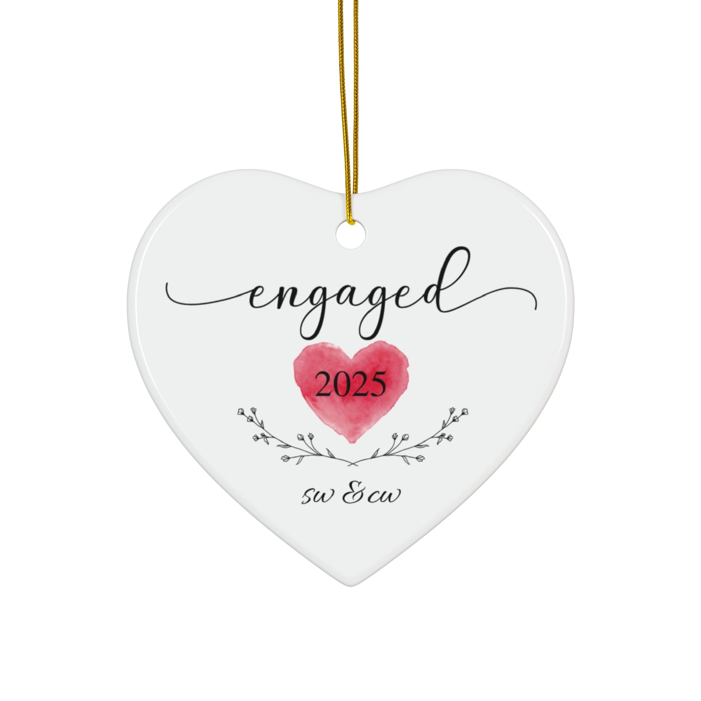 Engagement Heart Shaped Ceramic Ornament