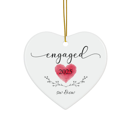 Engagement Heart Shaped Ceramic Ornament