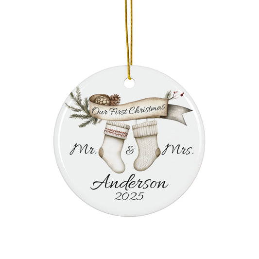 First Christmas as Mr. and Mrs. Ceramic Ornament