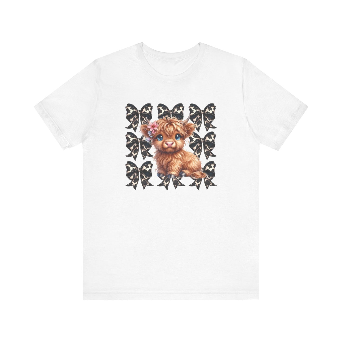 Cute Highland Cow Graphic T-Shirt - Fun & Whimsical Unisex Short Sleeve Shirt