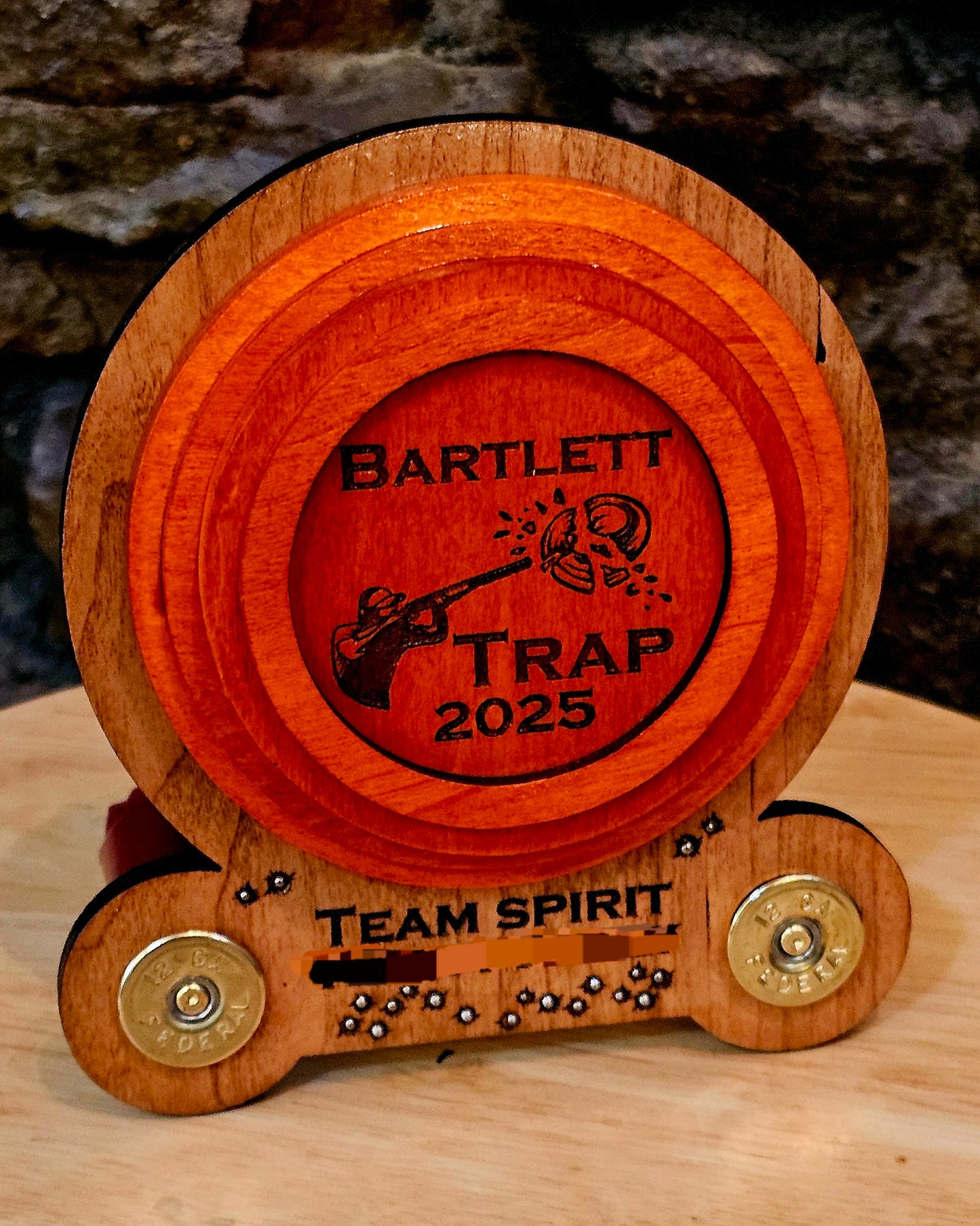 Custom Wood Trap Shooting Trophy
