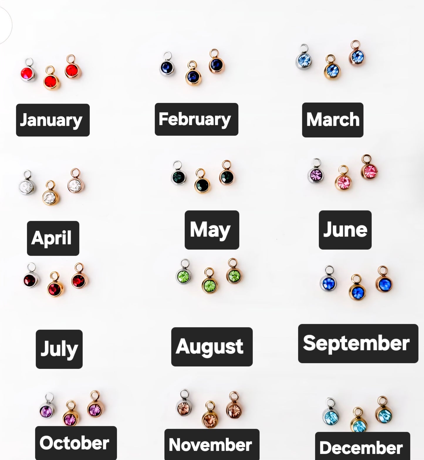 Birthstone Charms-6mm Cubic Zirconia