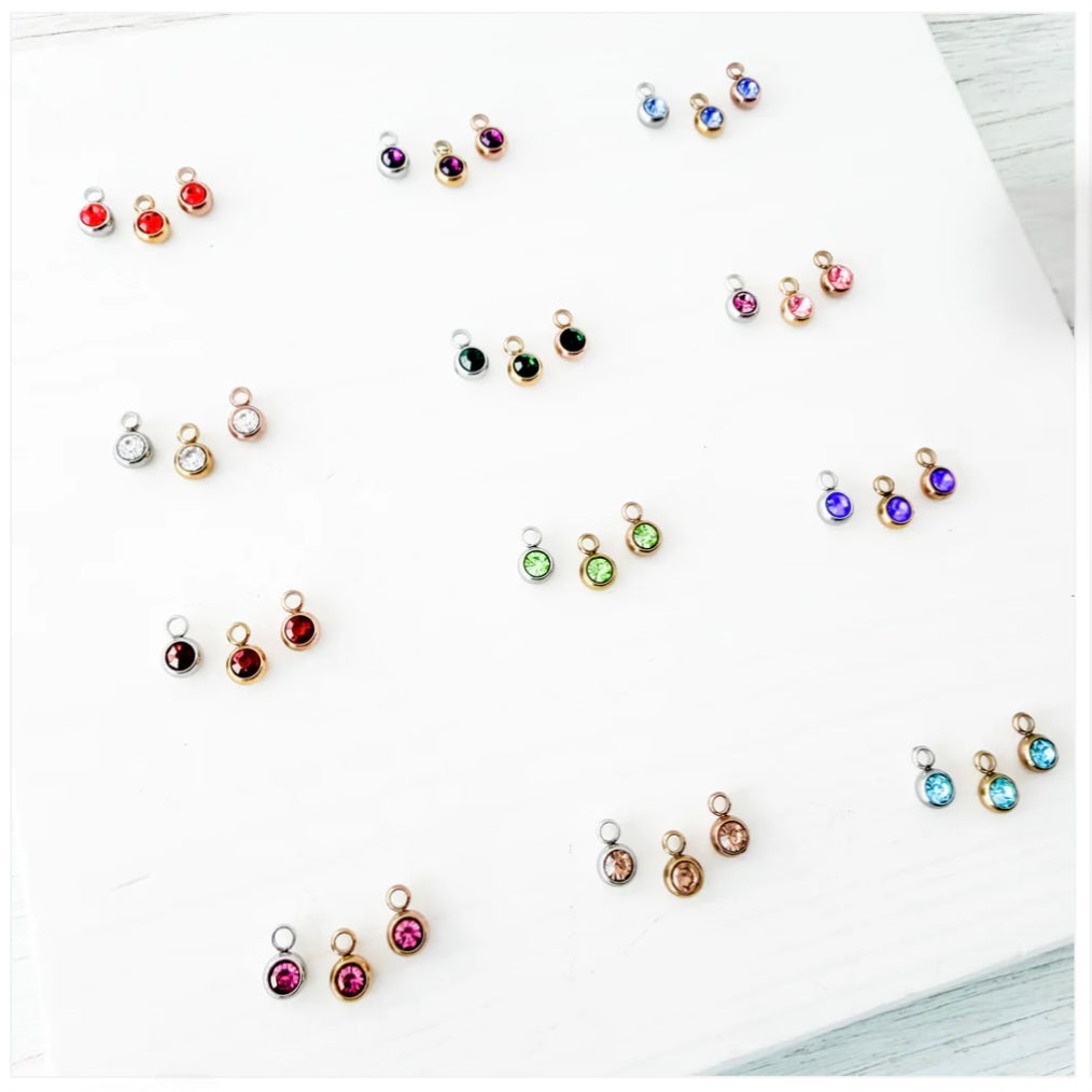 Birthstone Charms-6mm Cubic Zirconia