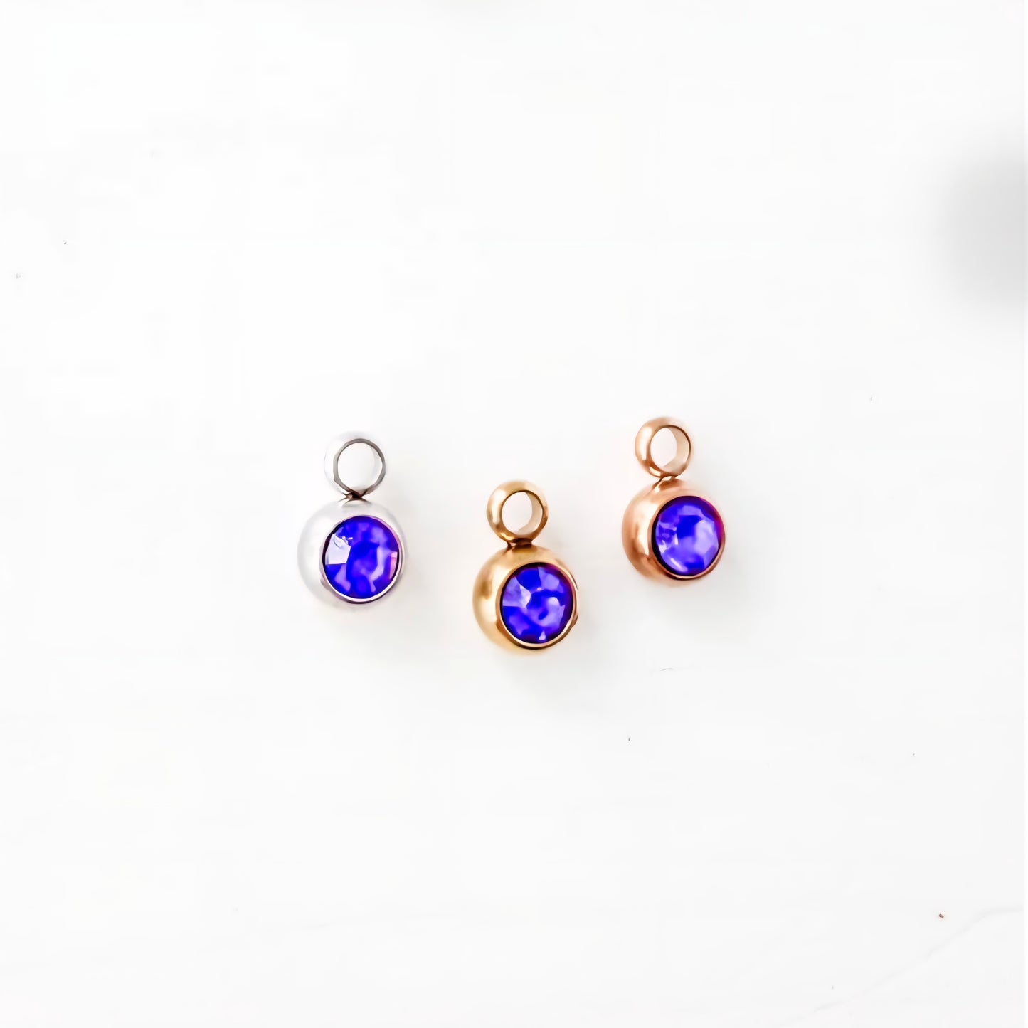 Birthstone Charms-6mm Cubic Zirconia