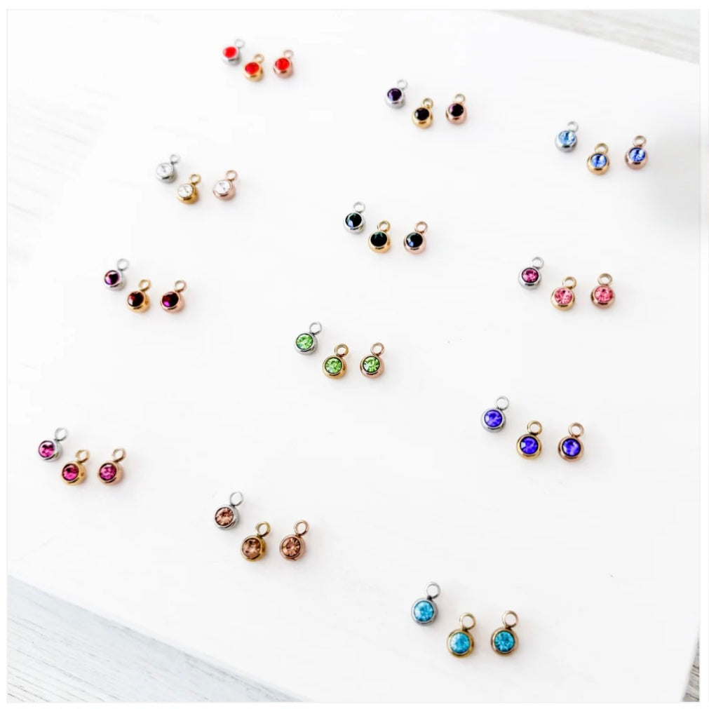Birthstone Charms-6mm Cubic Zirconia