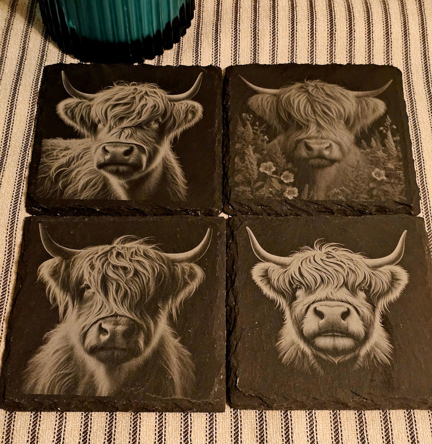 Slate Coaster Set with Laser Engraved Image