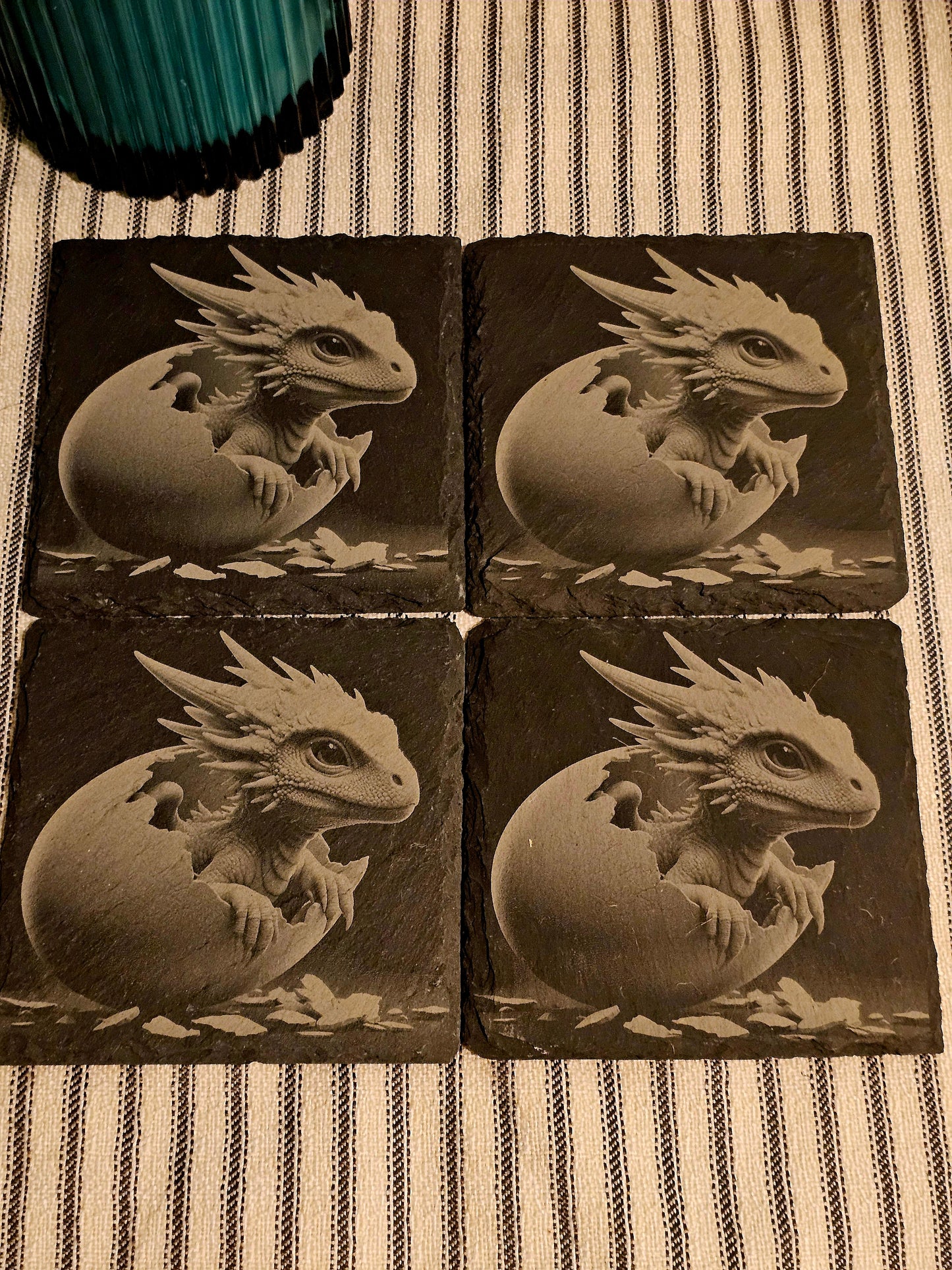 Slate Coaster Set with Laser Engraved Image