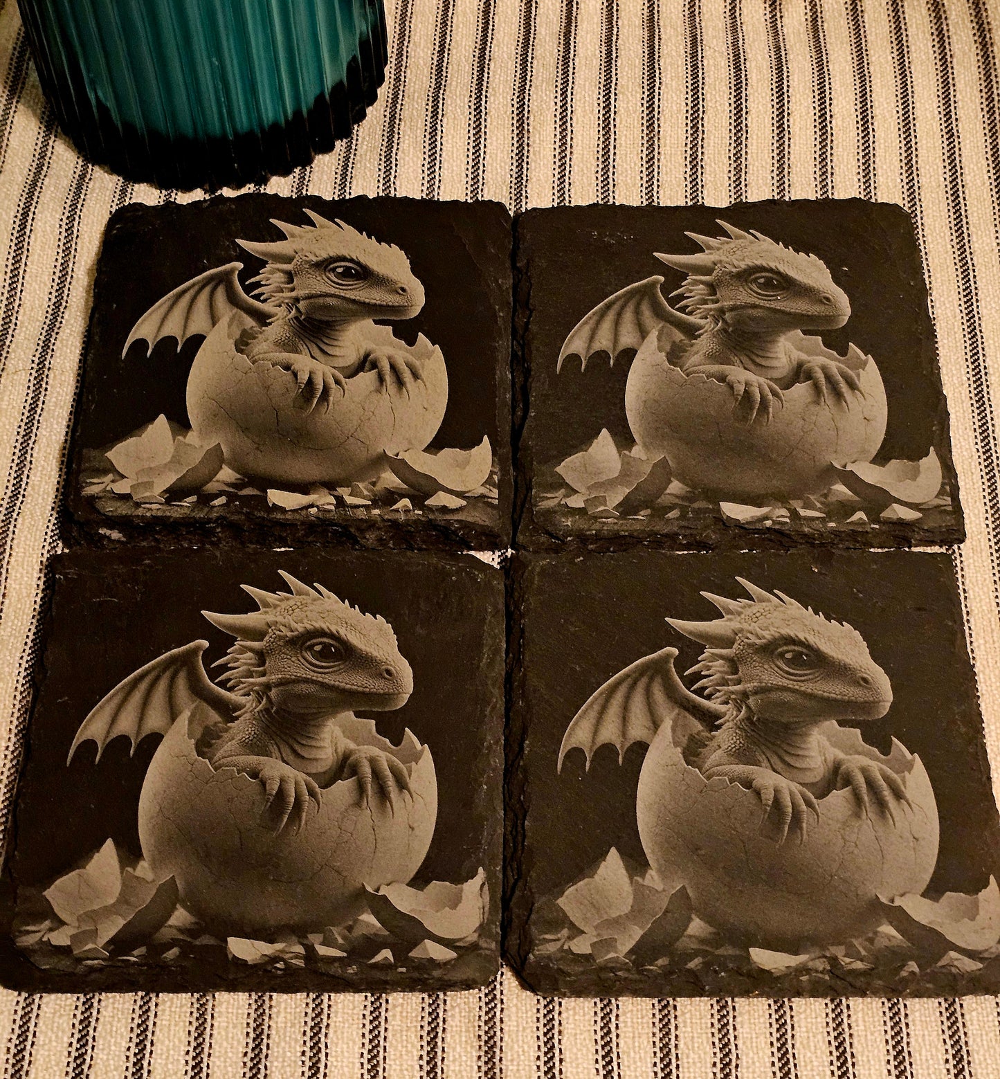 Slate Coaster Set with Laser Engraved Image