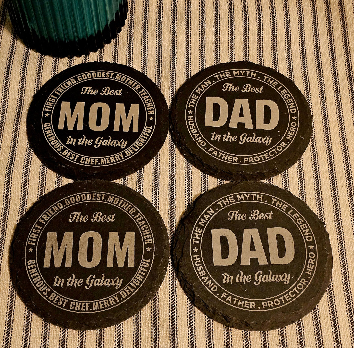 Slate Coaster Set with Laser Engraved Image